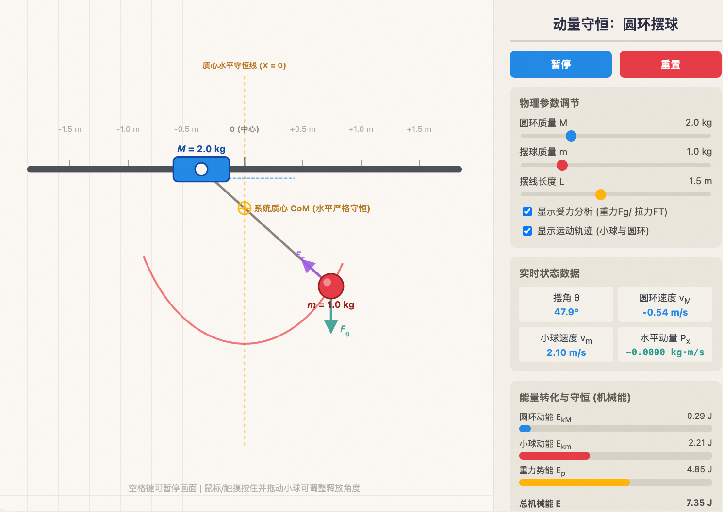 动量守恒与圆环摆球模型