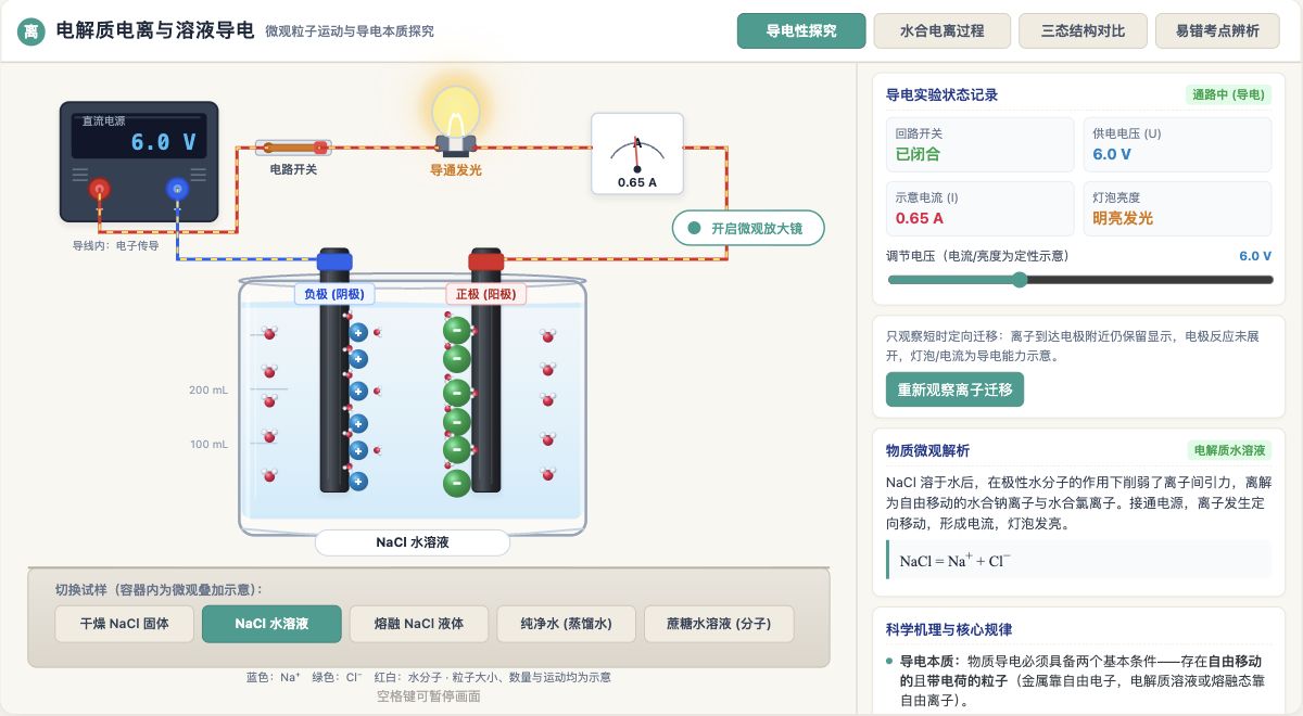 电解质电离与溶液导电