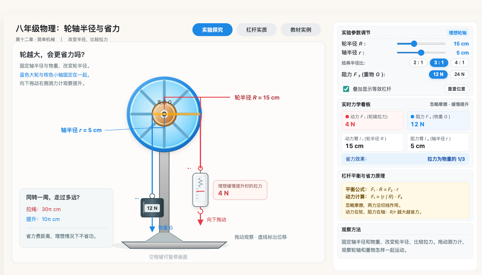 轮轴半径与省力