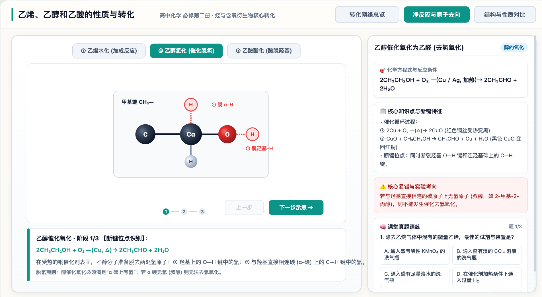 乙烯、乙醇和乙酸的性质与转化