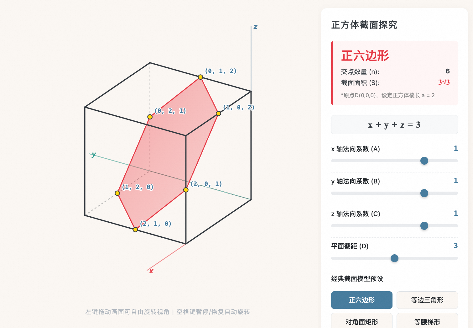 正方体截面多边形探究