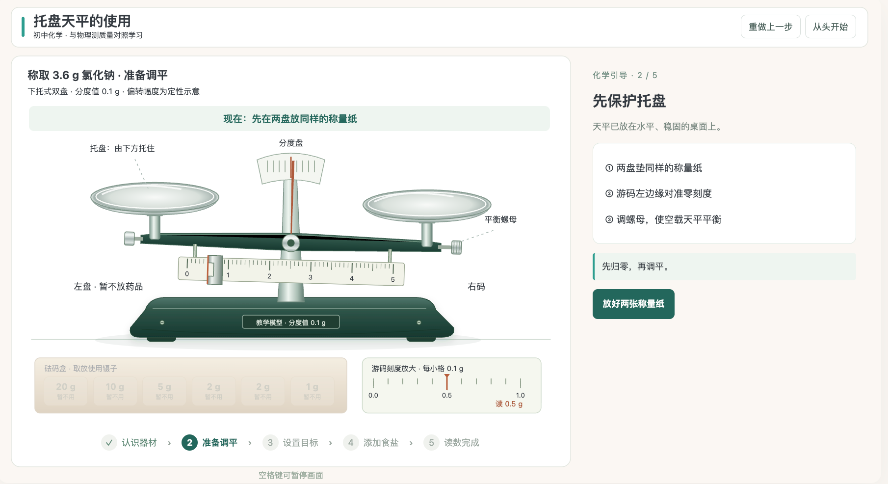 托盘天平的使用与学科对比