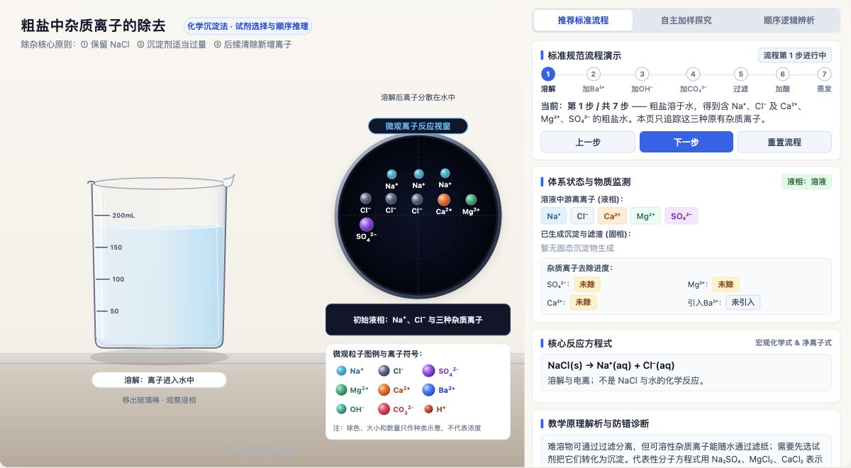 粗盐中杂质离子的除去
