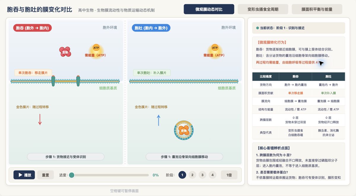 胞吞与胞吐的膜变化对比