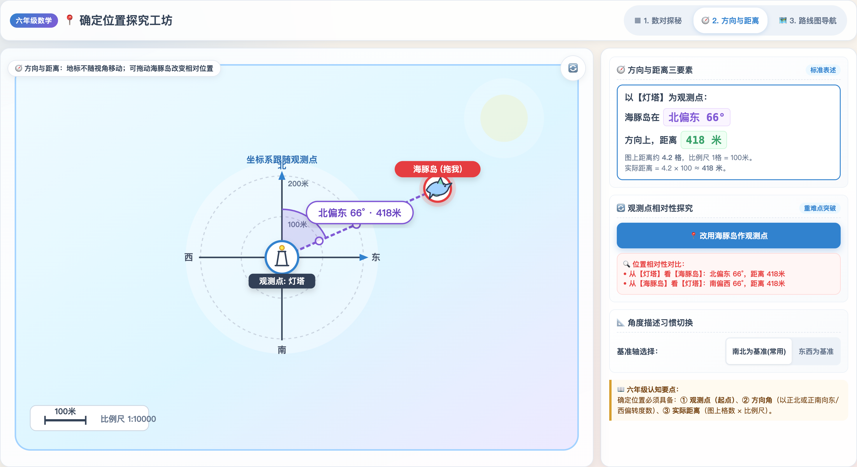 数对、方向与距离:在图形中确定位置