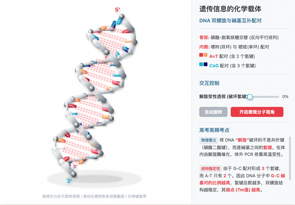 DNA 双螺旋与碱基互补配对氢键