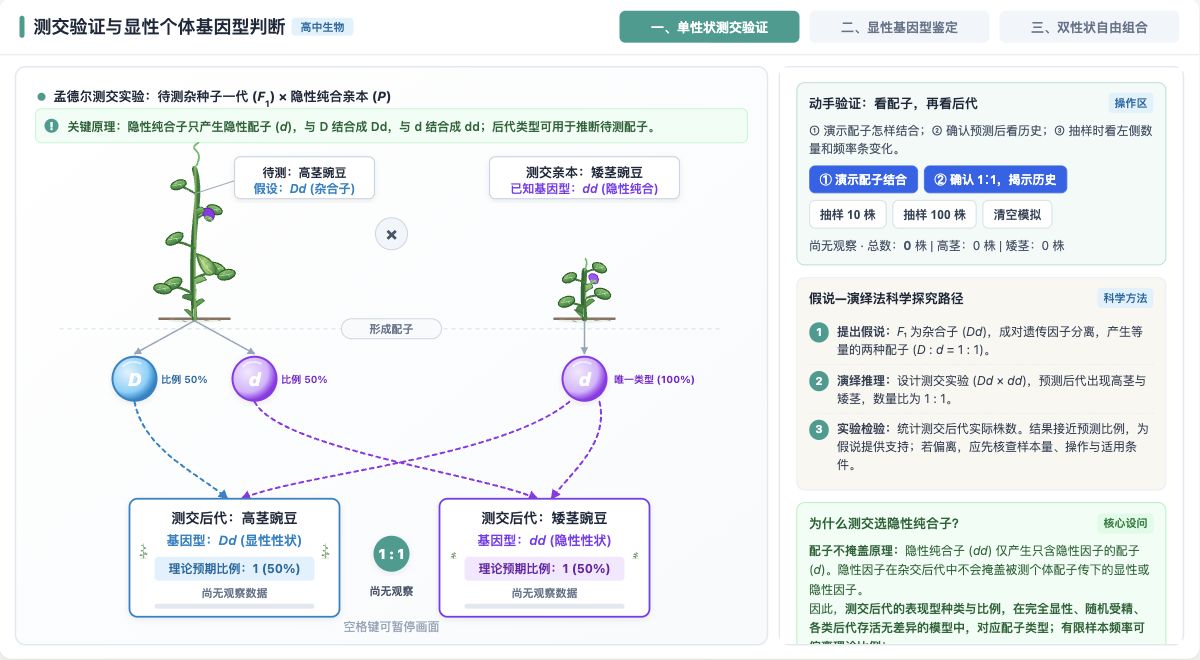 测交验证与显性个体基因型判断