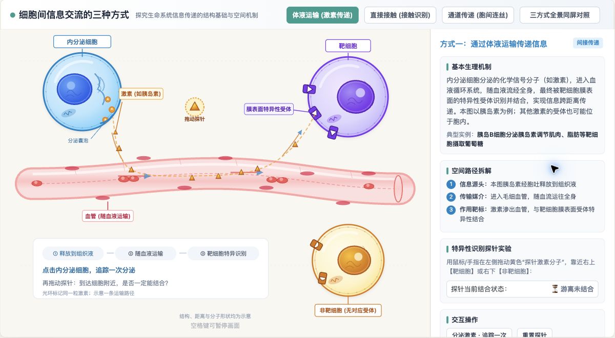 细胞间信息交流的三种方式