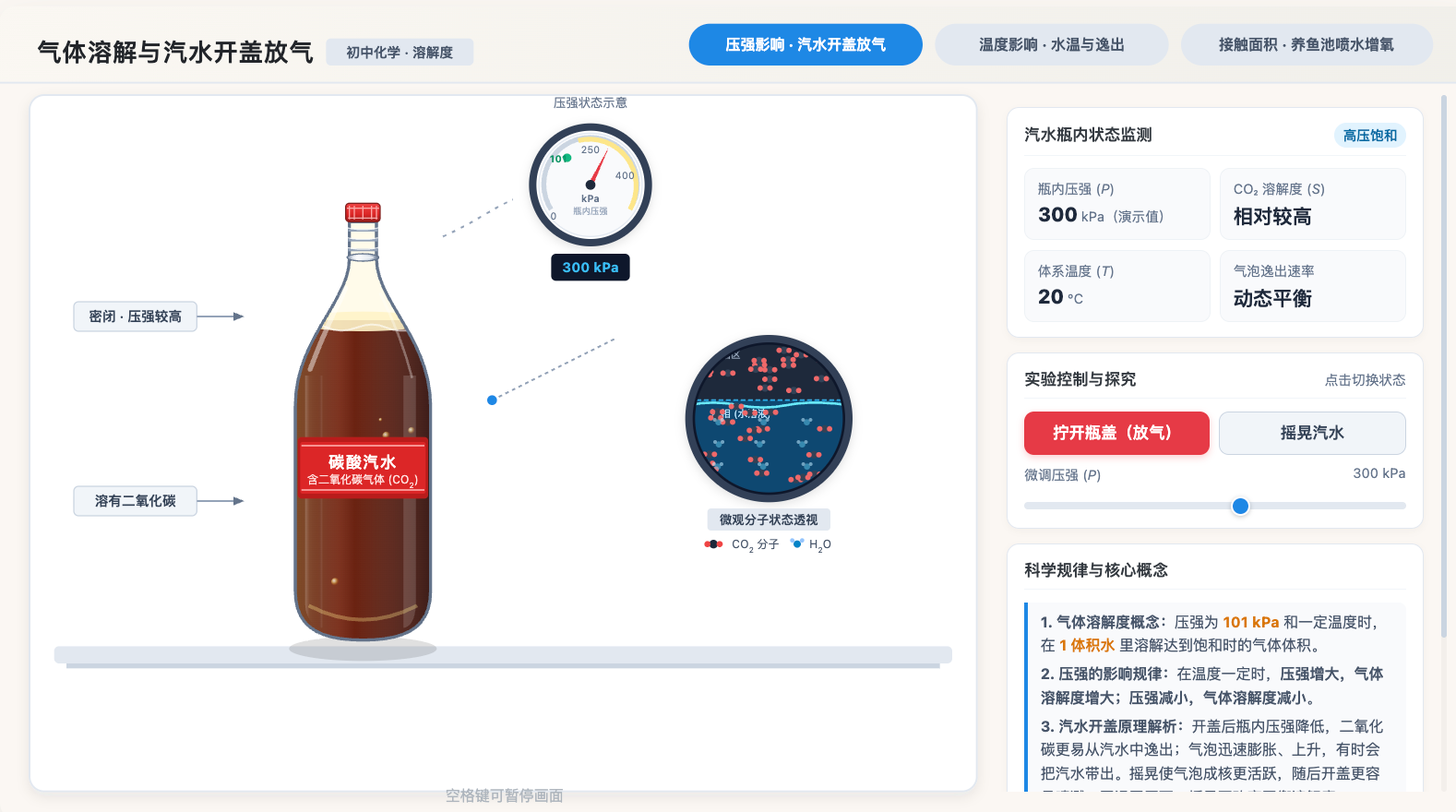 气体溶解与汽水开盖放气