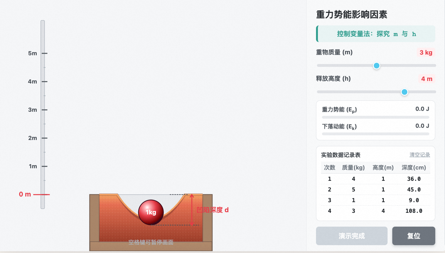 重力势能影响因素