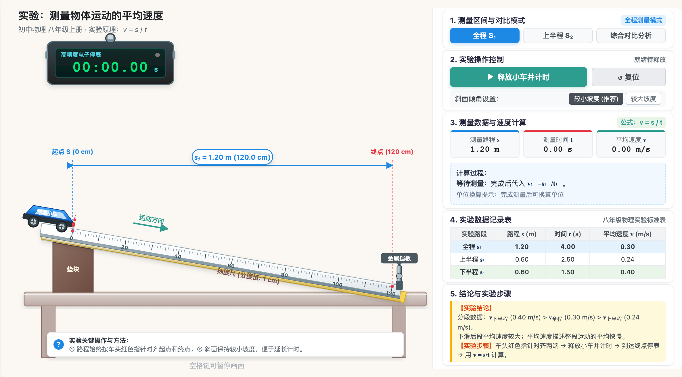 测量物体运动的平均速度