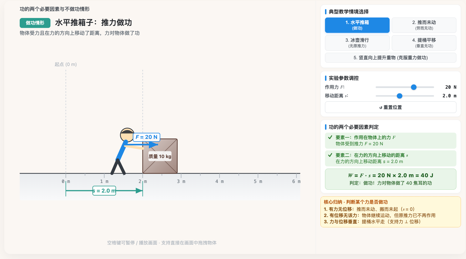 功的两个必要因素与不做功情形