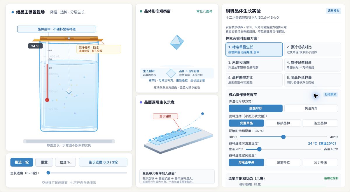 明矾晶体生长实验