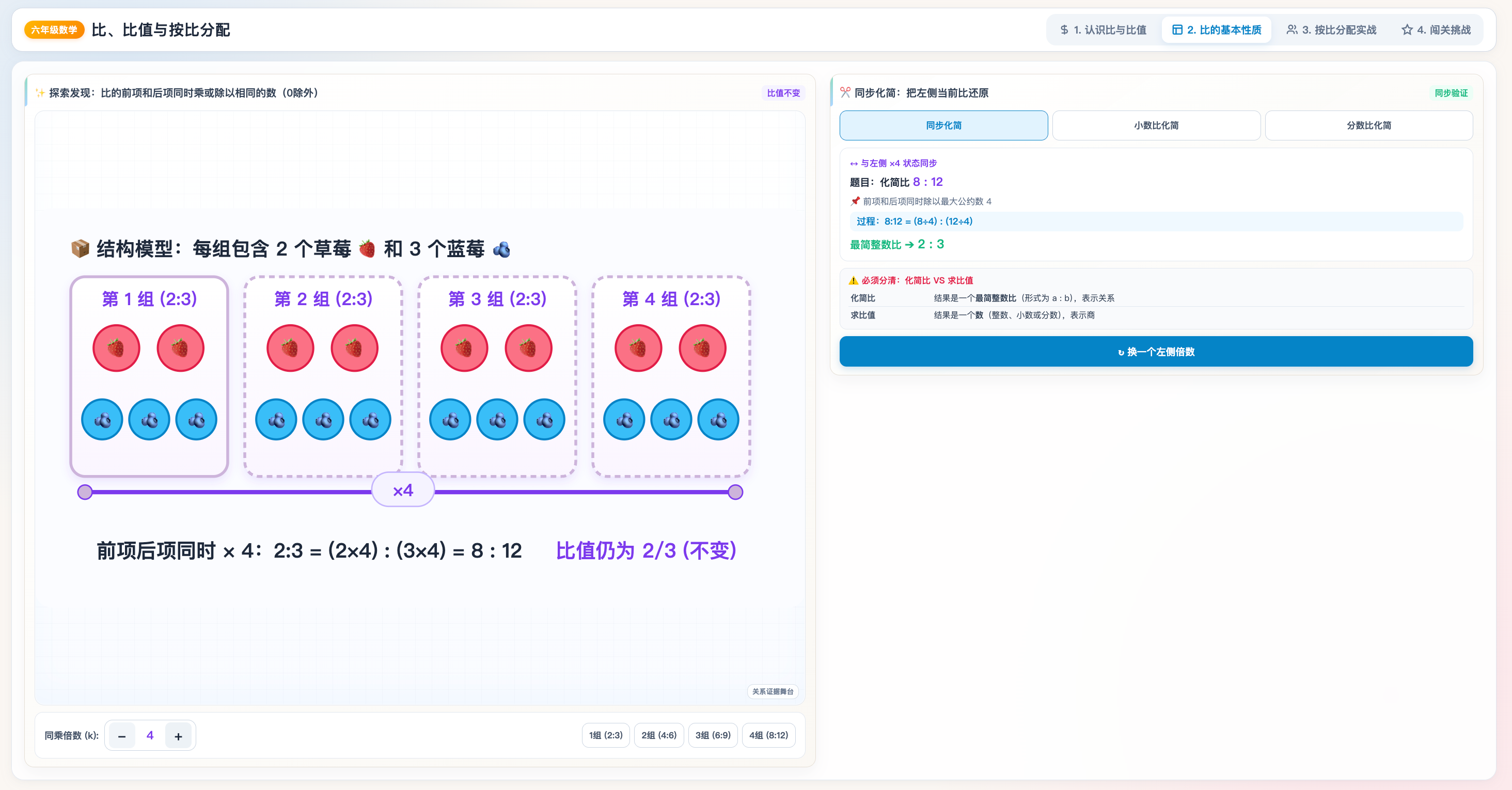 比、比值与按比分配的可视化演示