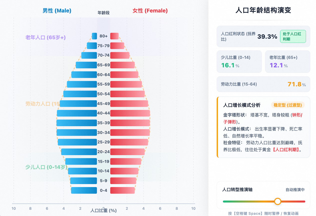 人口年龄结构金字塔演变模型