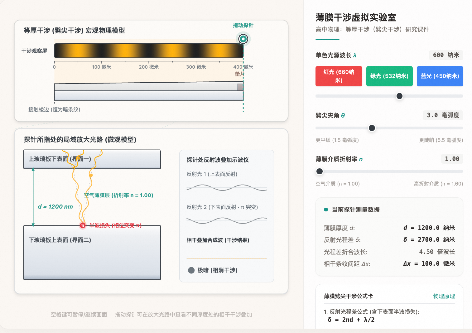 薄膜干涉 (劈尖干涉)