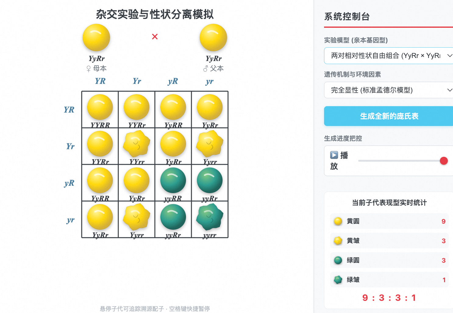 孟德尔遗传定律模拟系统