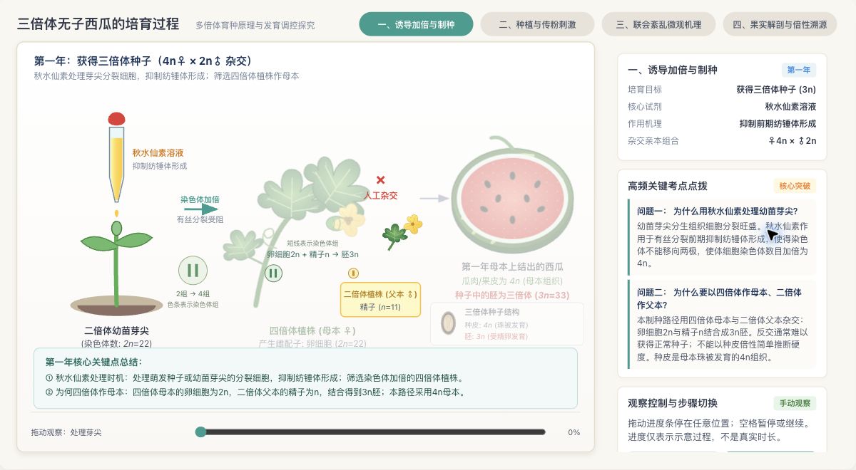 三倍体无子西瓜的培育过程
