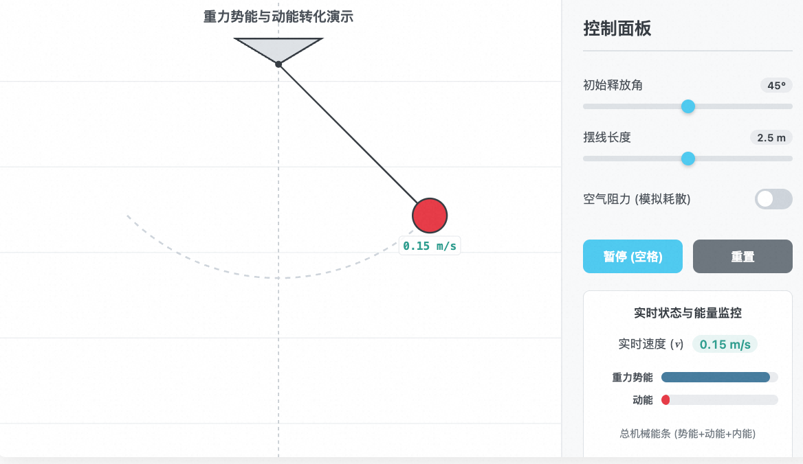 单摆动能与重力势能相互转化/机械能