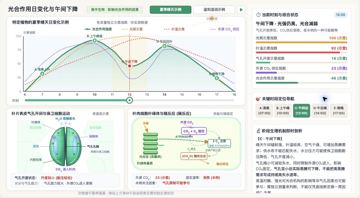 光合作用日变化与午间下降