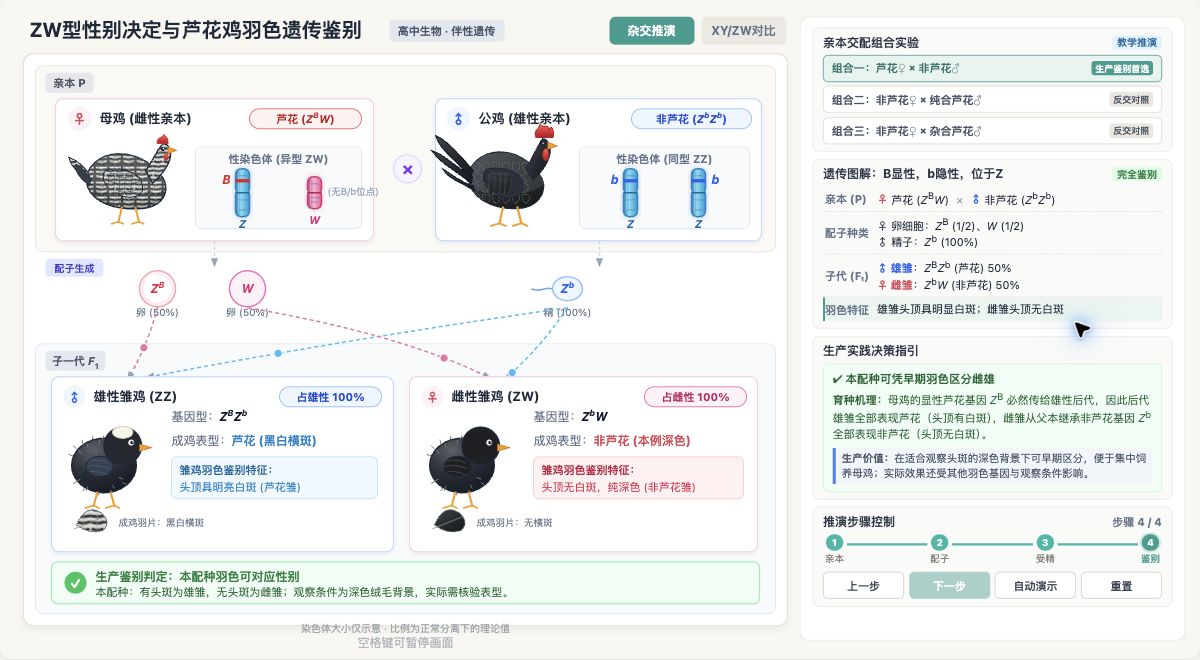 ZW型性别决定与芦花鸡雌雄鉴别