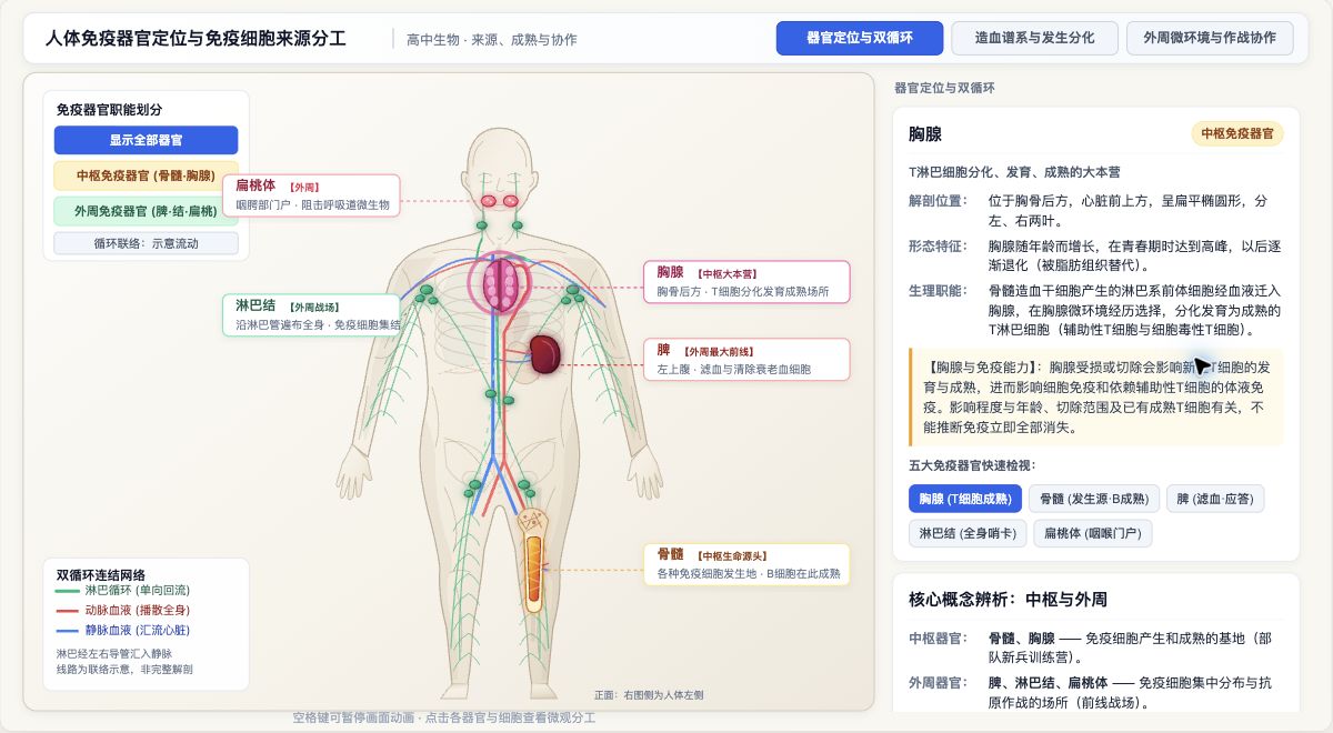 免疫器官定位与免疫细胞的来源分工