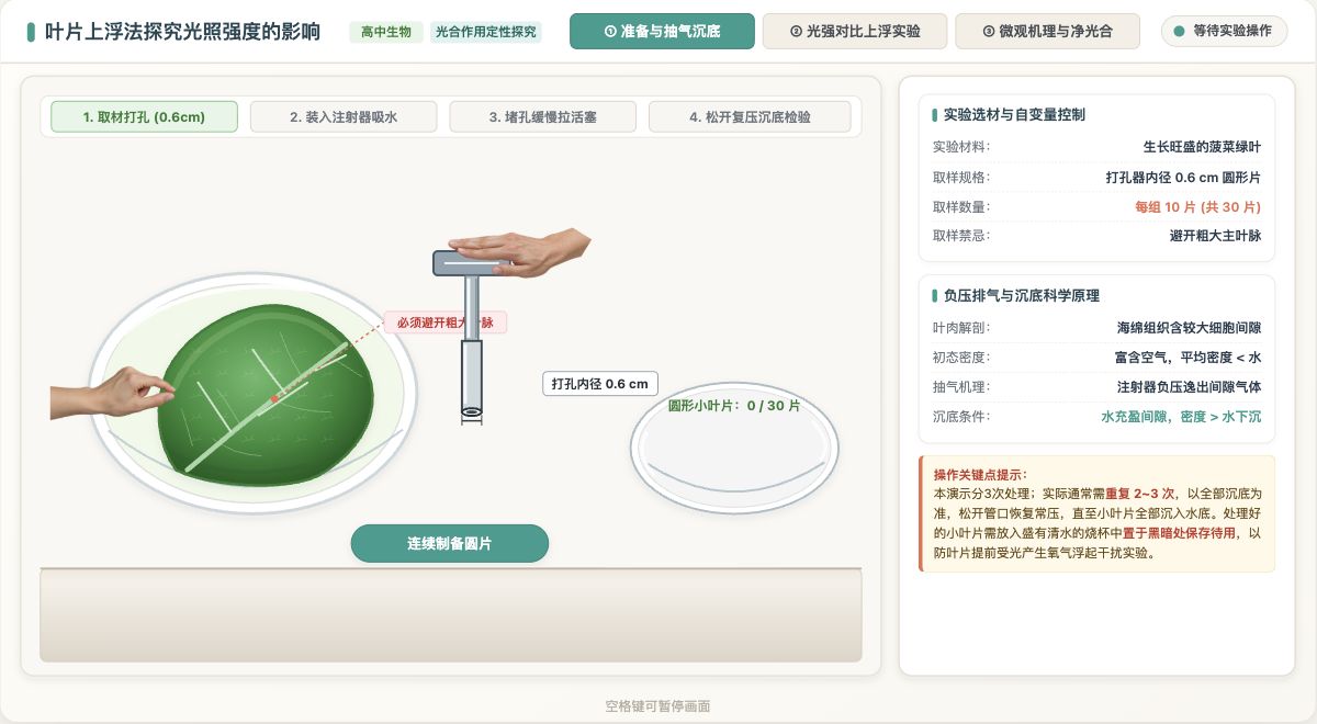 高中生物＋叶片上浮法探究光照强度的影响