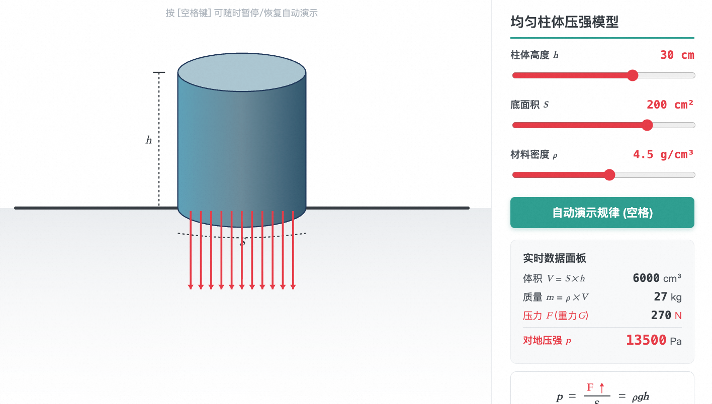 均匀柱体压强探究