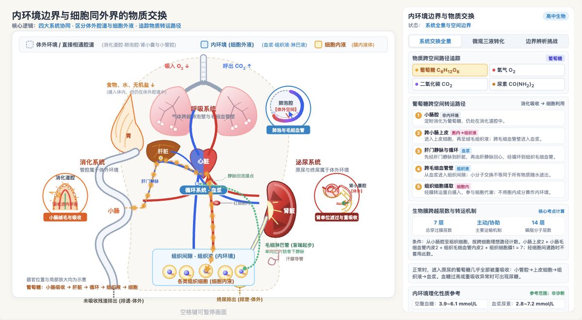 内环境边界与细胞同外界的物质交换